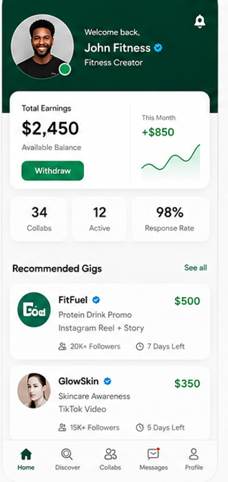 GetCollabs mobile app for brand deals and creator collaborations